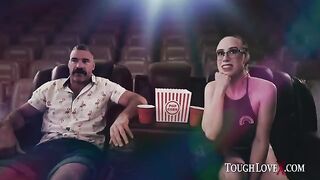 The man is alone in the cinema with a stunning brunette, Jackie Hoff