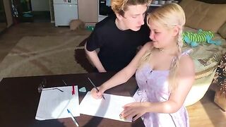 The shy student gave the tutor a blowjob, showcasing her skills