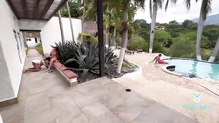I fucked my boyfriend and his stepsister by the swimming pool - Mariana Martix & Duncan Saint & Sara Blonde