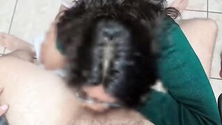A rich blowjob before school. This student is a slutty Latina with big assets
