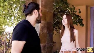 A young skinny ginger gets fucked by her handsome stepdad in a steamy scene