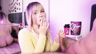 You can either suck a dick or a cigarette, not both at once