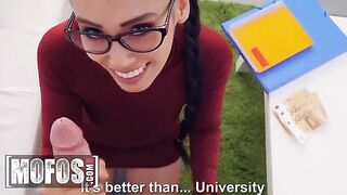 Andreina DeLuxe lets nerdy Jordi fuck her for money in steamy scene
