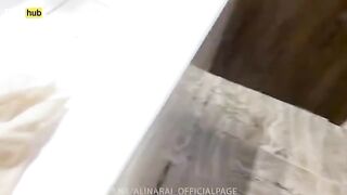 A young guy saw his attractive stepmom in the shower and got excited