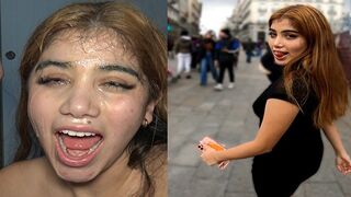 Submissive Latina teen Marina Gold gets fucked on the street by a stranger in a rough fuck
