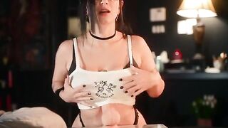 A big titty goth girl plays with her favorite sex toy from Adam & Eve
