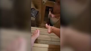 This bloke jerks off in sauna and I sucked him off till he came
