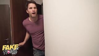 A girl is having an affair with a hostel manager in a steamy setup inspired by FakeHub’s notorious reputation for wild welcome packages, where backpackers often encounter intense encounters with buxom companions