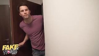 A girl is having an affair with a hostel manager in a steamy setup inspired by FakeHub’s notorious reputation for wild welcome packages, where backpackers often encounter intense encounters with buxom companions