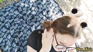 A cute schoolgirl gets a lot of warm cum on her face and hair in this hot compilation
