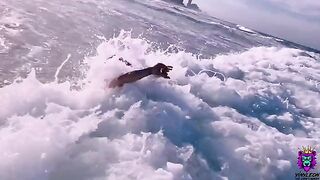 Skinny teen asked beach guy for help and got fucked hard