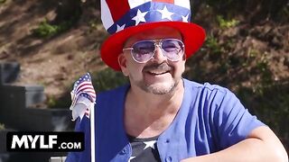 Two MILFs and a guy in a steamy Fourth of July scene