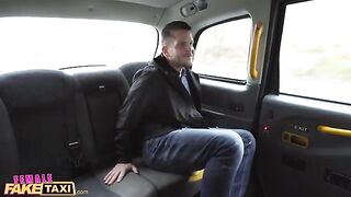 A guy got his ass plastered with cum by a fake taxi babe
