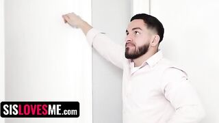 Clever stepsis Vivian Taylor fucks her stepbrother and makes him cum inside her