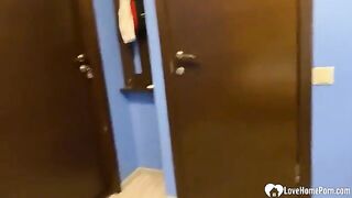 A playful girl is fucking with her boyfriend at home