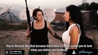The boss of a cartel teaches her whores to behave