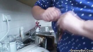 Old lady fucked by a young guy with huge cock