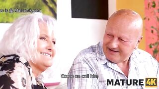 A mature woman seduced a guy and got caught by her husband, wild scene