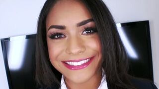 A petite schoolgirl Nicole Bexley is hungry for cock