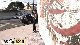 Debonair guy picked up curvy brunette Roxii Blair in his van