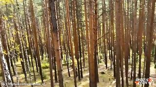 Girl gave a deep blowjob and got fucked hard in the woods by her boyfriend
