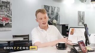 A bored waitress gets fucked by a huge cock in the kitchen