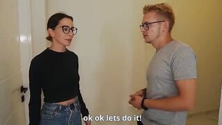 The husband watches as his wife gets intimate with a realtor to save on costs