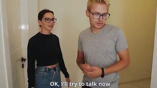 The husband watches as his wife gets intimate with a realtor to save on costs