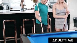 Roommates Paige Owens and Kay Lovely fuck with a young guy hard