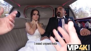 The bride allowed her husband to watch her getting fucked in the limo