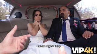 The bride allowed her husband to watch her getting fucked in the limo
