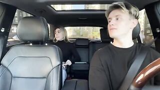 A hot girl is going to pay for the taxi ride with her mouth