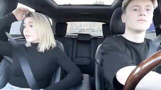 A hot girl is going to pay for the taxi ride with her mouth