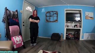 My stepmom used medicine to calm her shiny cock, a steamy scene