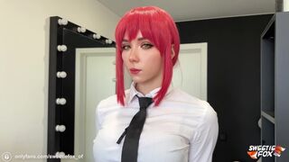 The dominant Makima fucks her submissive with her juicy pussy