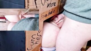 The girl came to the glory hole, got fucked three times, and received a creampie