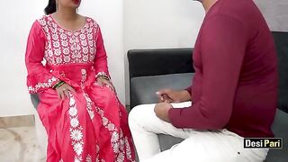 Desi Pari gets surprised by her stepbrother while doing a blowjob with a clear Hindi voice