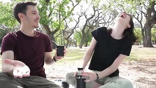 How does a day at the park end up with a blowjob? - Cute teen swallows cum