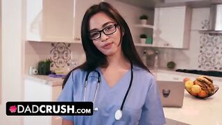 Nurse Scarlett Alexis gives her stepdad a blowjob and fucks with him in a steamy scene