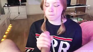 A student girl tenderly sucks and loves the cum