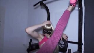 Fitness girl gets her holes gapped by two cocks in the gym, drenched in cum
