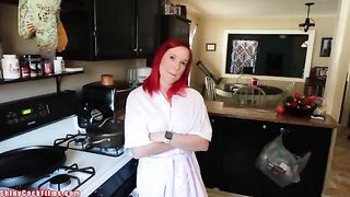 The best friend's mom caught his cock in the kitchen, she wants it bad