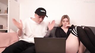 The beautiful girl won a blowjob in dispute