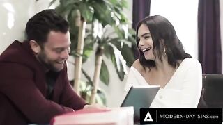 A man keeps getting fucked by a client even after his wife arrives home