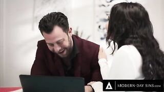A man keeps getting fucked by a client even after his wife arrives home