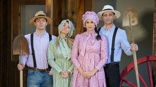 Hot busty step moms Penny Barber and Pristine Edge seduced their Amish step sons hard