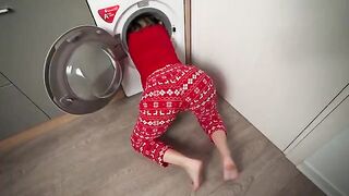 A step mom gets stuck in a washing machine and is screwed by her step son