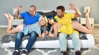 Cute girls get spanking and sex with their stepdaddies
