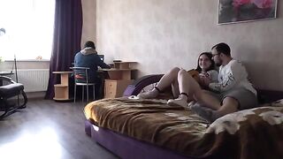 A girl was fucked by her lover right in front of her husband