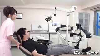 The dentist inspected the mouth of her patient, Mao Chinen, and then got up close and personal